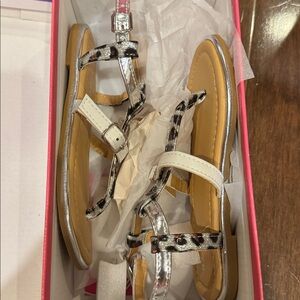 Rampage Silver Leopard Thong Sandals